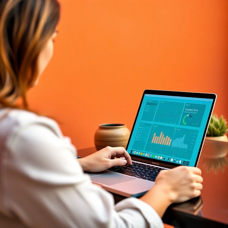 Osoba analizira analitičku ploču na laptopu s tirkiznim UI-em